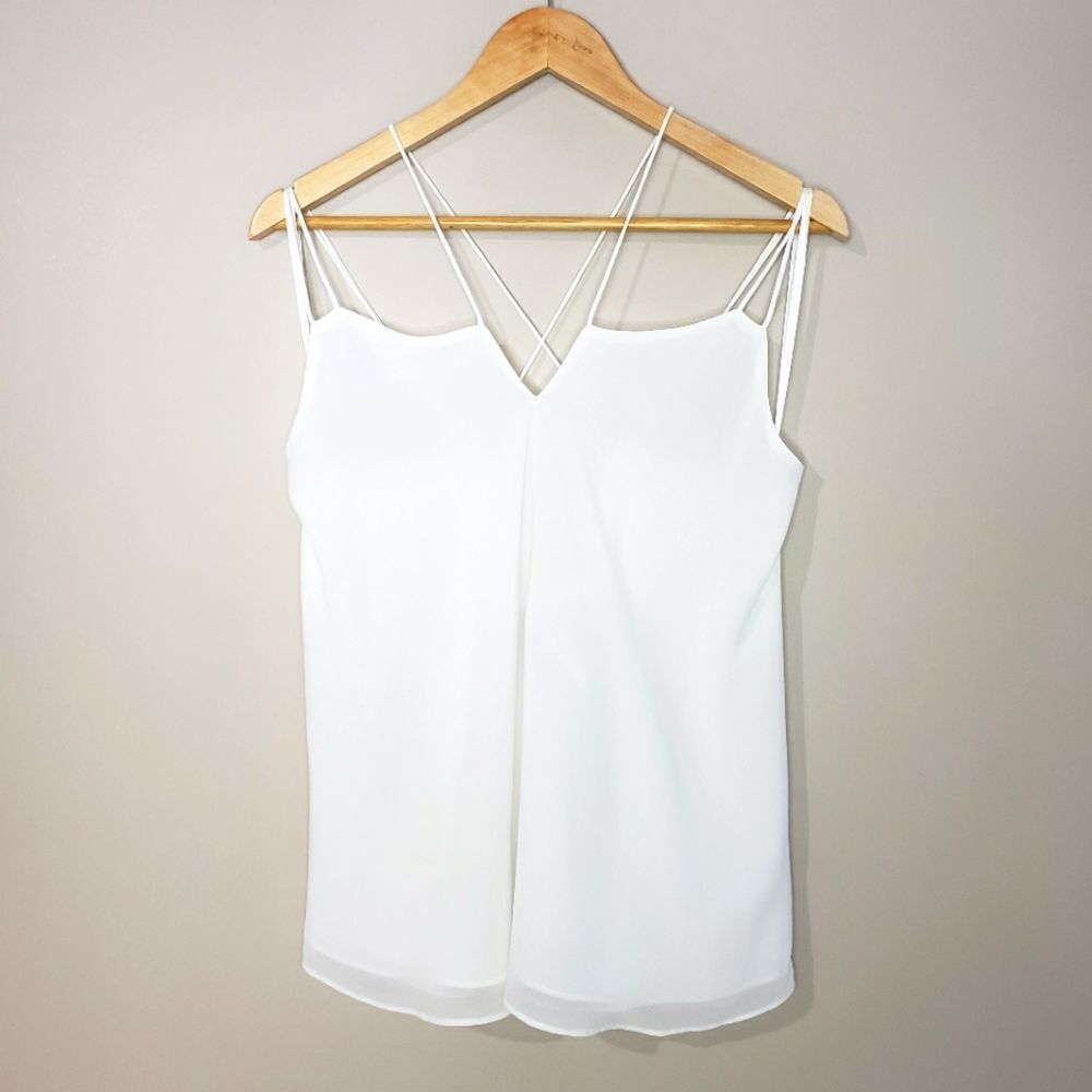 Naked Zebra Medium Off White Spaghetti Strap Sheer Camisole Top NWT